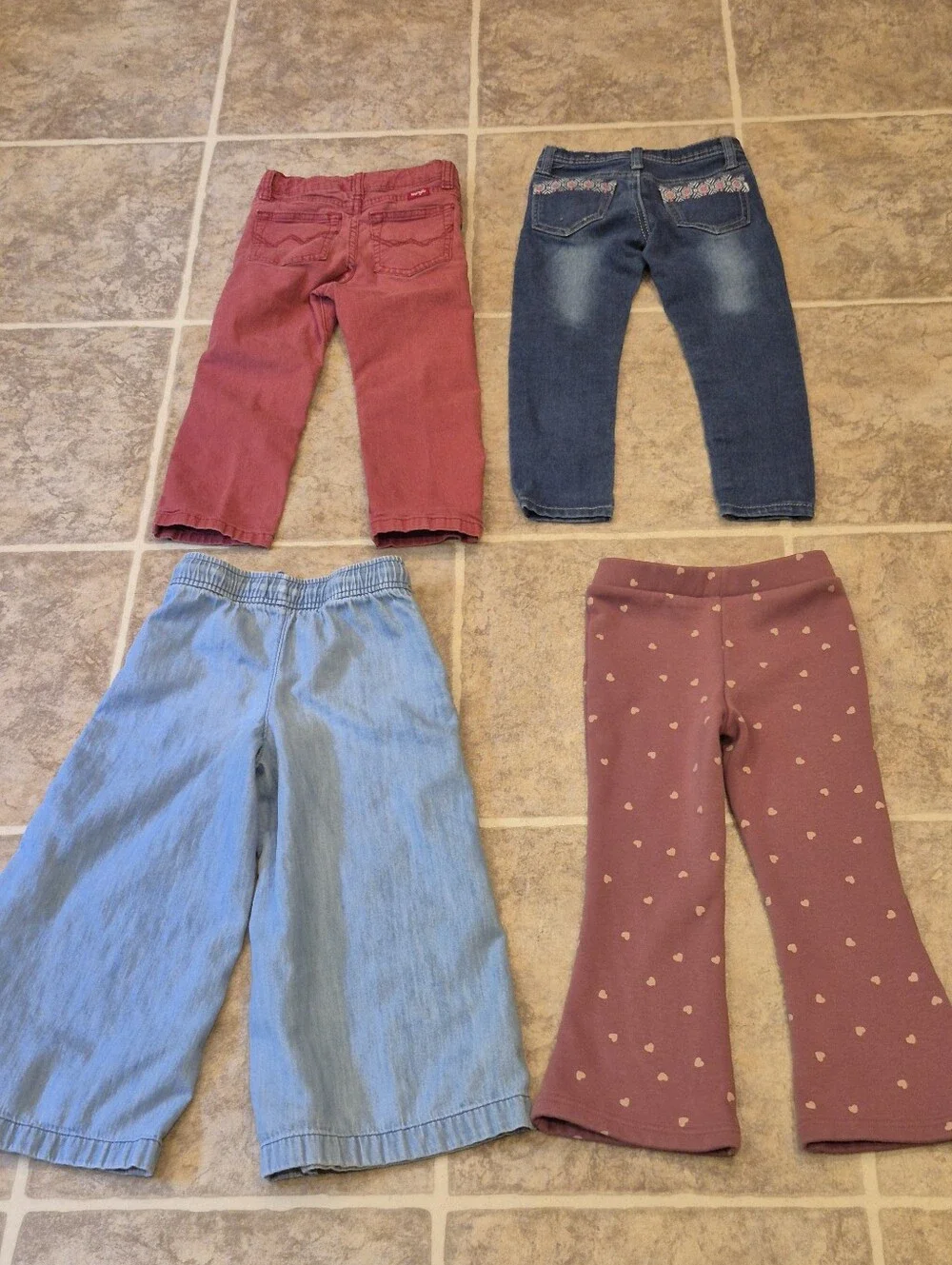 Lot Of 4 Girls Size 5 Casual Pants, Assortment Of Brands